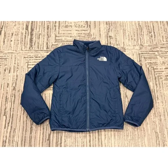 The North Face girls youth medium 10/12 REVERSIBLE soft fleece WARM blue coat